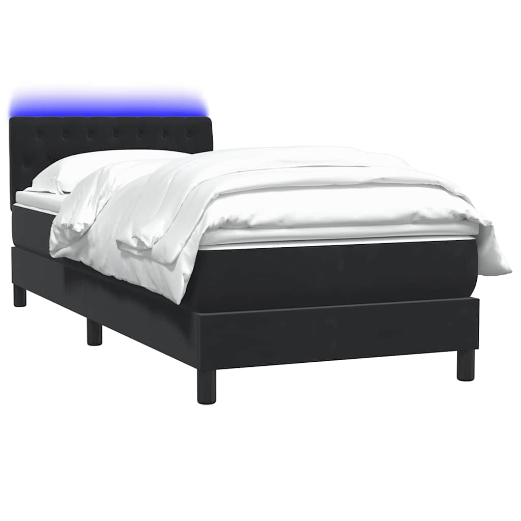 Box Spring krevet s madracem i LED crni 80 x 220 cm baršunasti