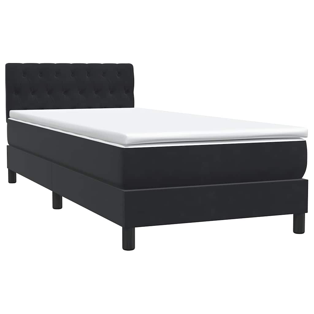 Box Spring krevet s madracem i LED crni 80 x 220 cm baršunasti