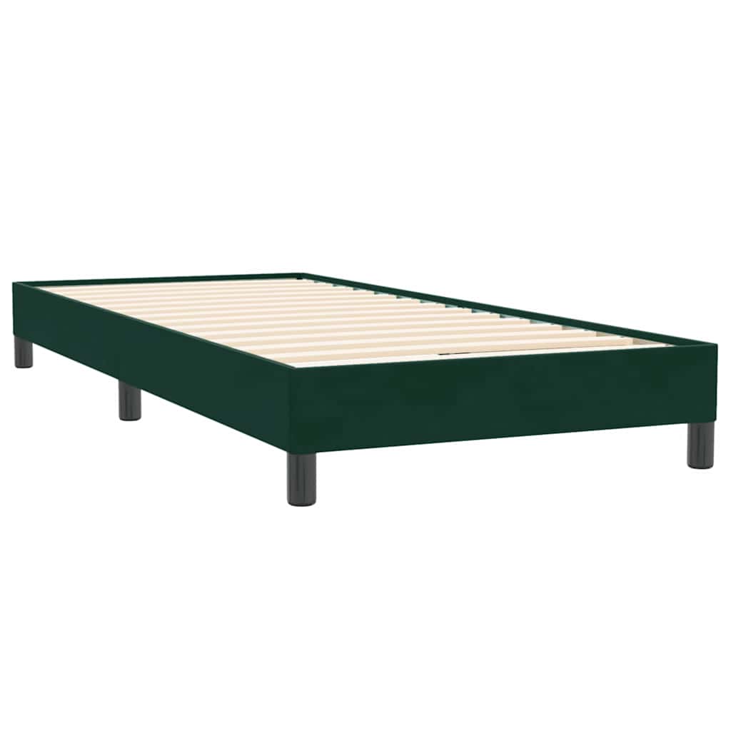 Box Spring krevet s madracem i LED tamnozeleni 80x220 cm baršun