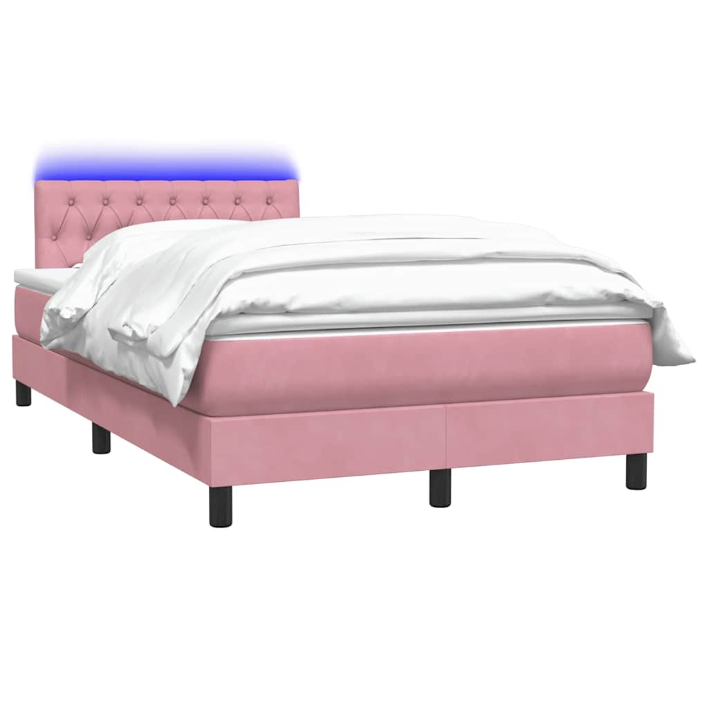 Box Spring krevet s madracem i LED ružičasti 120x220 cm samt