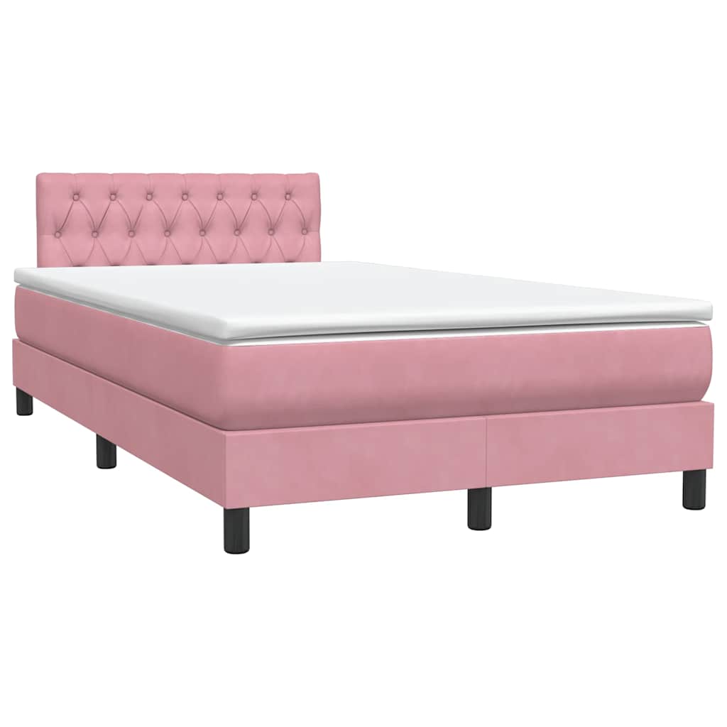 Box Spring krevet s madracem i LED ružičasti 120x220 cm samt