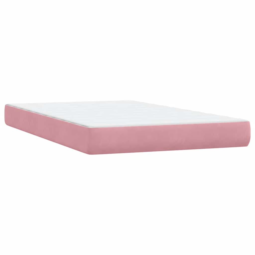 Box Spring krevet s madracem i LED ružičasti 120x220 cm samt