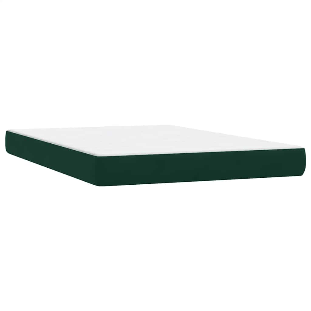 Box Spring krevet s madracem i LED tamno zeleni 160x220 cm baršun