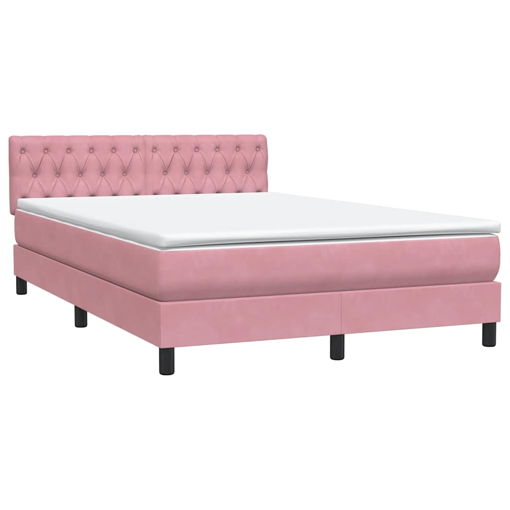 Box Spring krevet s madracem i LED ružičasti 160x220 cm baršun