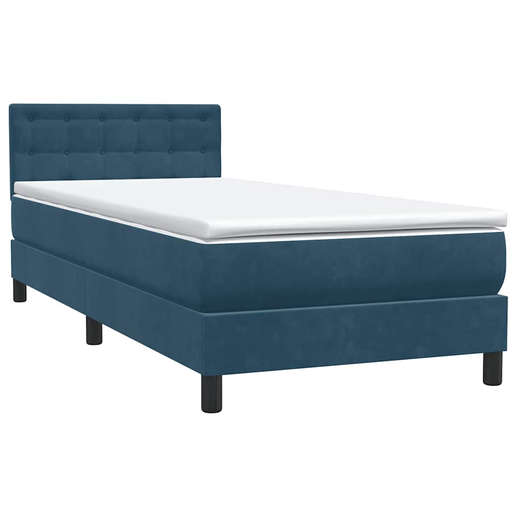 Box Spring krevet s madracem i LED tamnoplavi 80x210 cm baršun