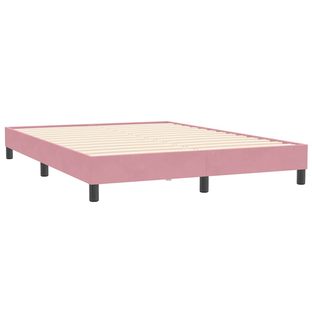 Krevet s oprugama i madracem LED ružičasti 140x210 cm baršunasti
