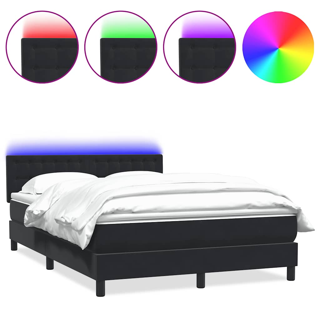 Box Spring krevet s madracem i LED crni 160x210 cm baršunasti