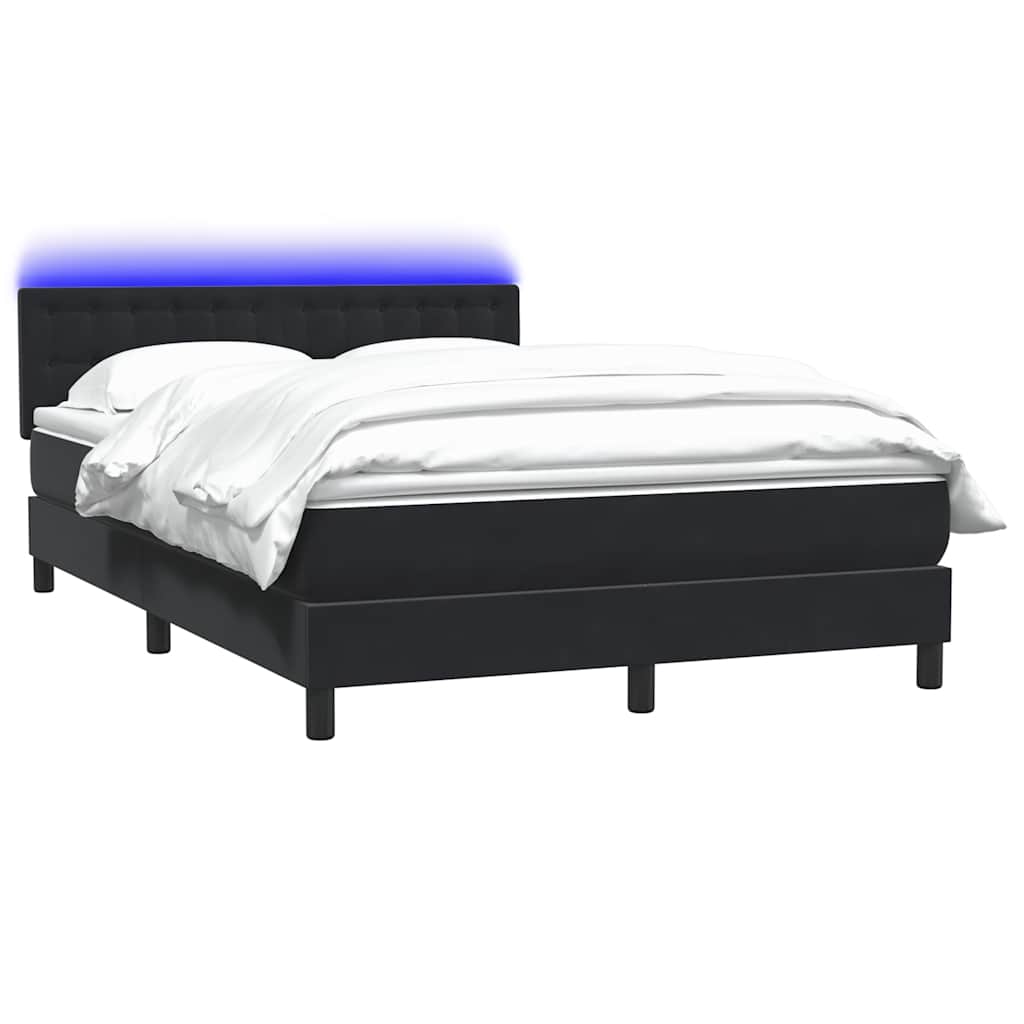 Box Spring krevet s madracem i LED crni 160x210 cm baršunasti