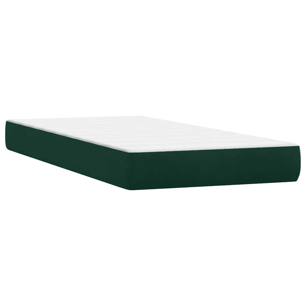 Box Spring krevet s madracem i LED tamnozeleni 80x220 cm baršun