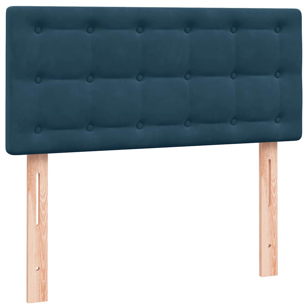 Box Spring krevet s madracem i LED tamnoplavi 80x220 cm baršunasti