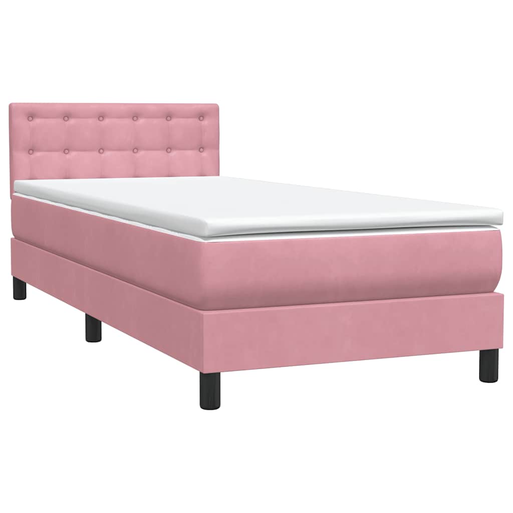 Box Spring krevet s madracem i LED ružičasti 80 x 220 cm baršunasti