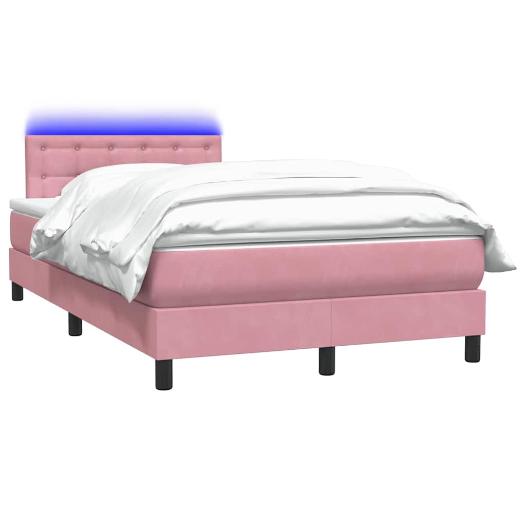 Box Spring krevet s madracem i LED ružičasti 120x220 cm samt