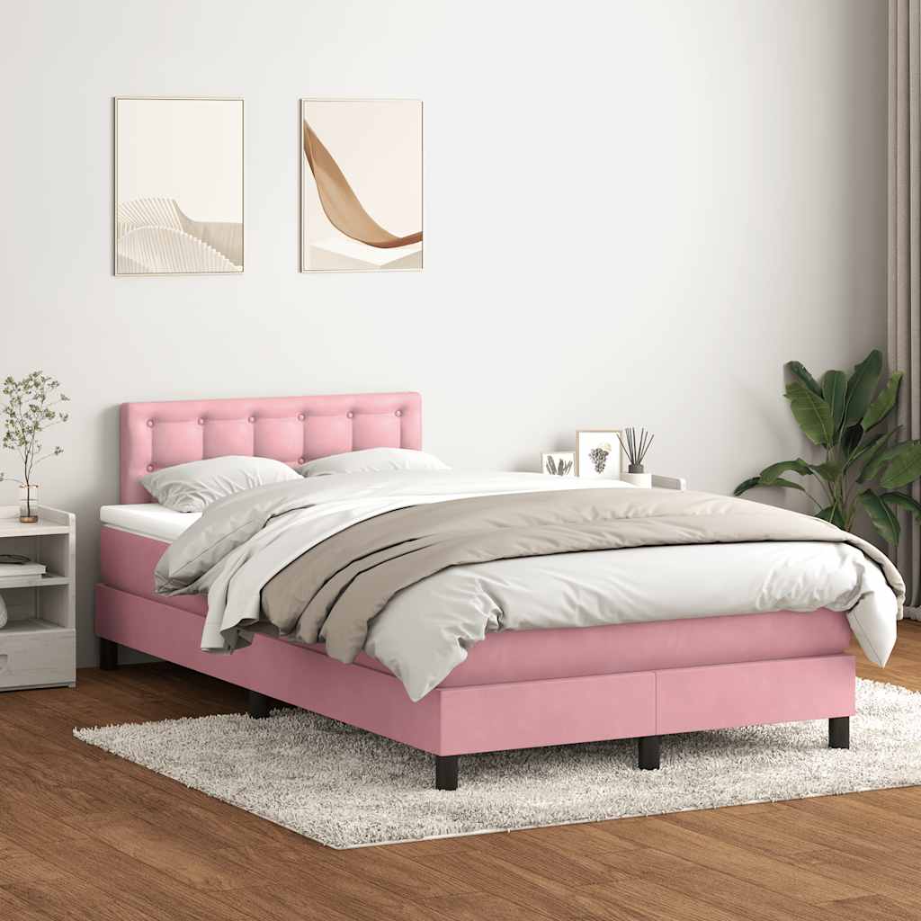 Box Spring krevet s madracem i LED ružičasti 120x220 cm samt