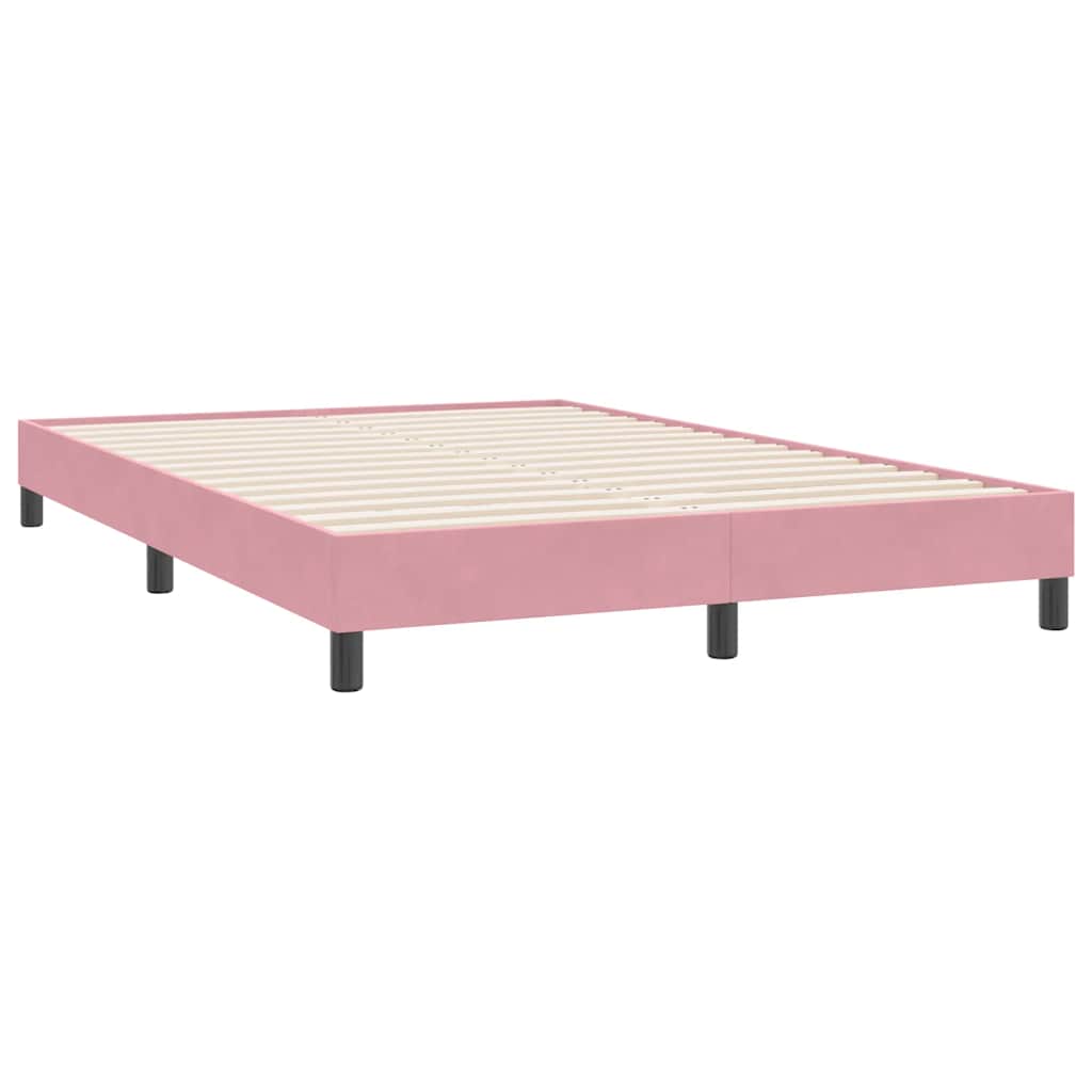 Box Spring krevet s madracem i LED ružičasti 140x220 cm baršun