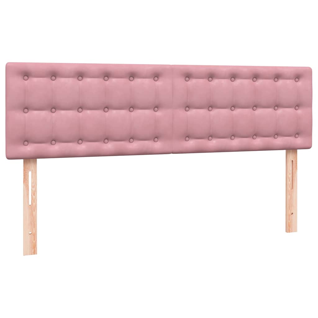 Box Spring krevet s madracem i LED ružičasti 160x220 cm baršun