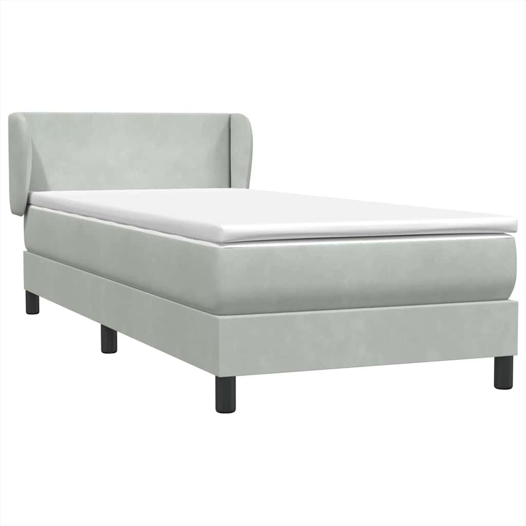 Box Spring krevet s madracem svijetlo sivi 80x210 cm baršun