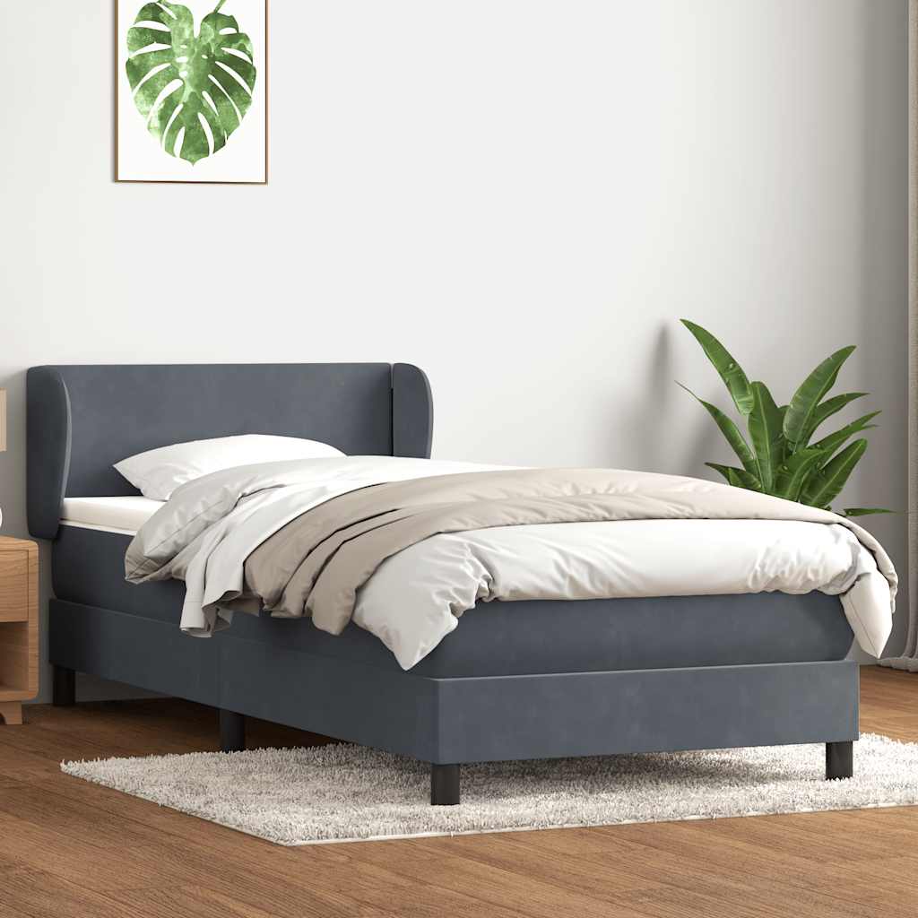 Box Spring krevet s madracem tamno sivi 80x210 cm baršun