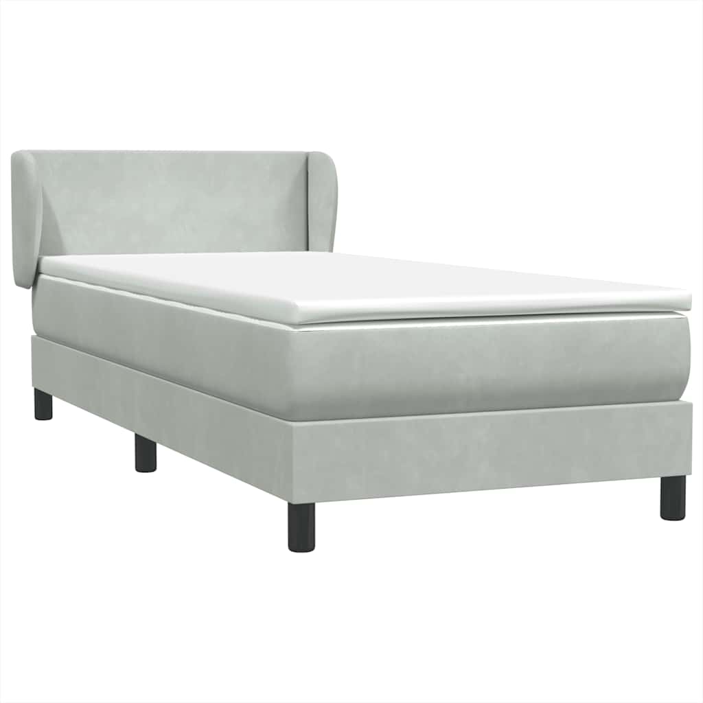 Box Spring krevet s madracem svijetlo sivi 90x210 cm baršun