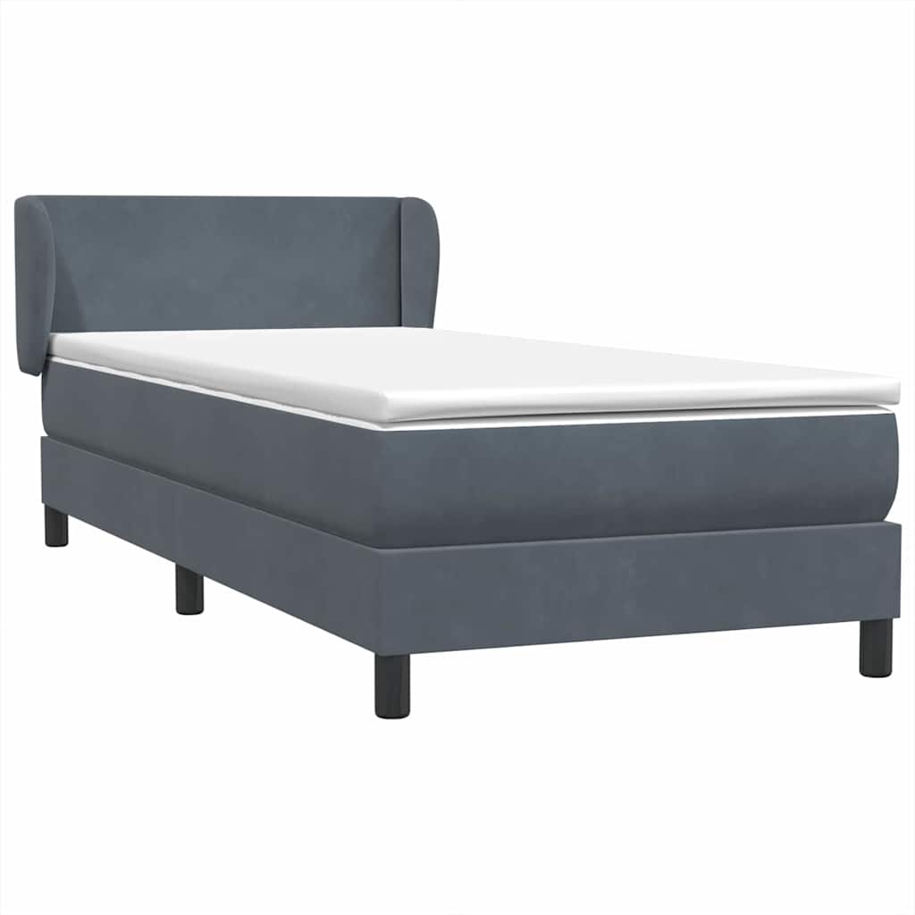 Box spring krevet s madracem tamnosivi 90x220 cm baršunasti