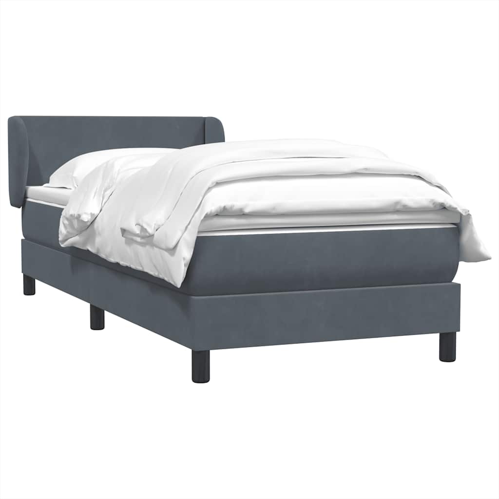 Box spring krevet s madracem tamnosivi 90x220 cm baršunasti