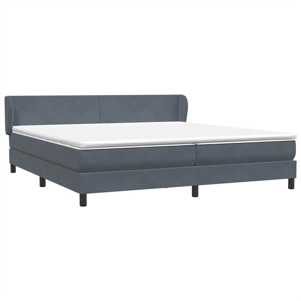 Krevet s oprugama s madracima tamnosivi 180x220 cm baršunasti