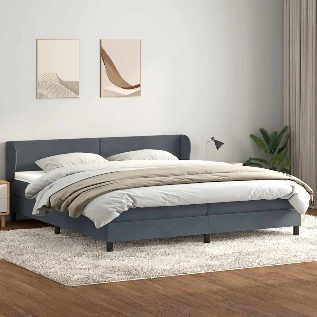 Krevet s oprugama s madracima tamnosivi 180x220 cm baršunasti