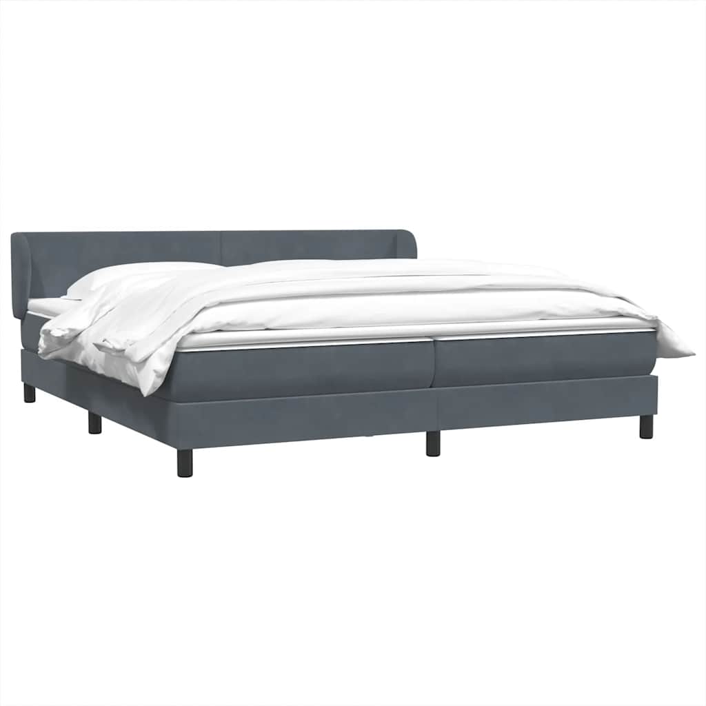 Krevet s oprugama s madracima tamnosivi 180x220 cm baršunasti
