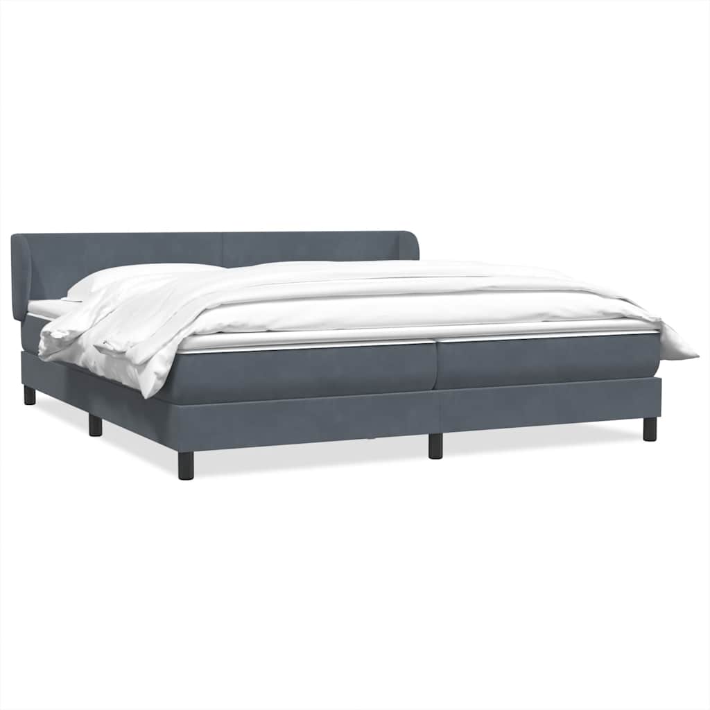 Krevet s oprugama s madracima tamnosivi 180x220 cm baršunasti