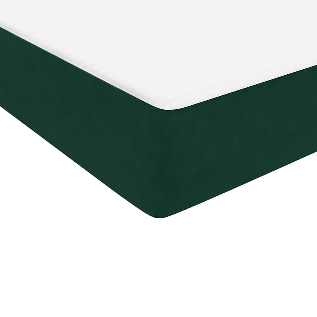 Krevet s oprugama s madracima tamno zeleni 180x220 cm baršun