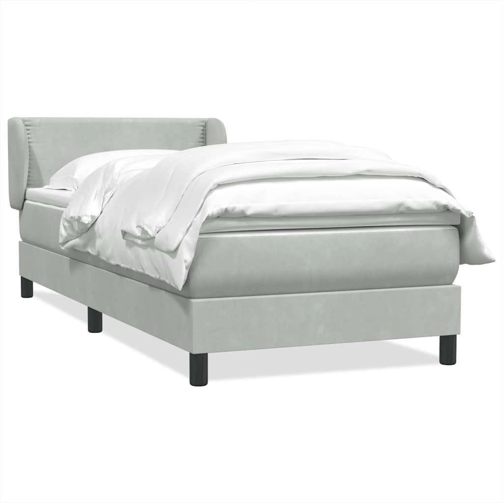 Box Spring krevet s madracem svijetlo sivi 80x220 cm samt