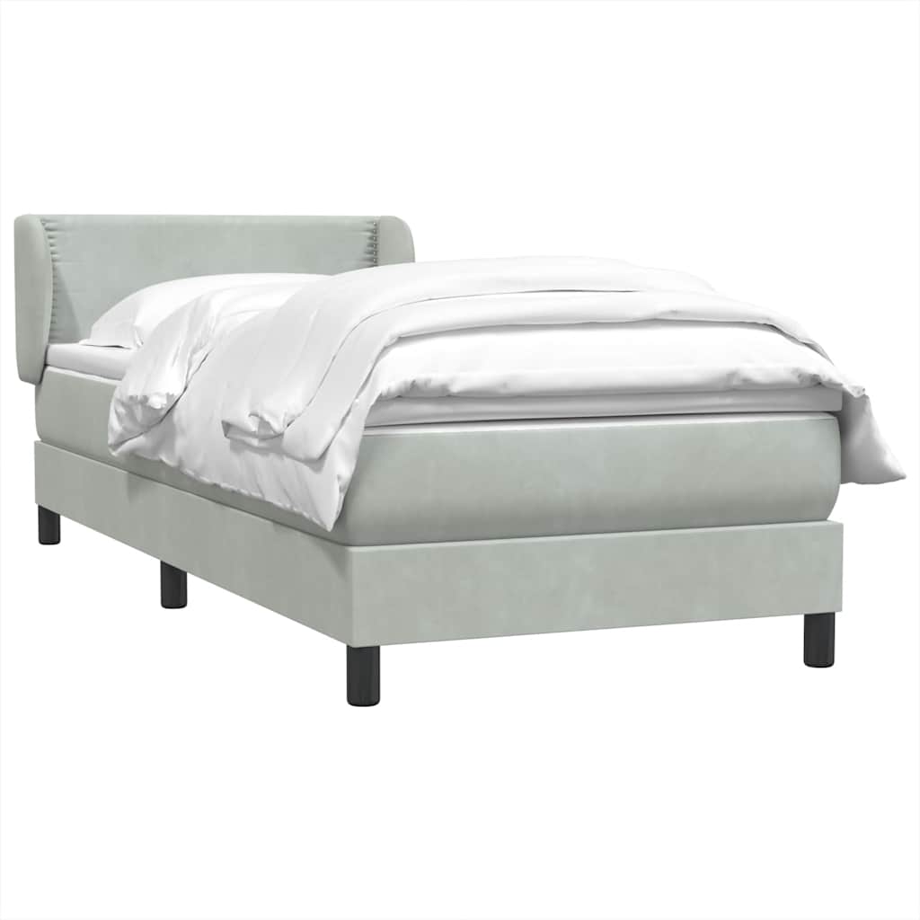 Box Spring krevet s madracem svijetlo sivi 80x220 cm samt