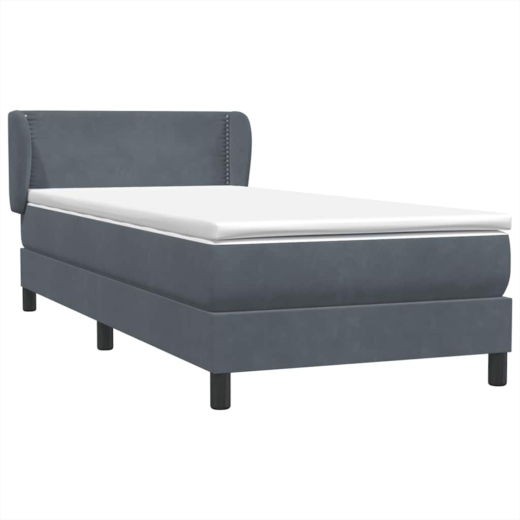 Box spring krevet s madracem tamnosivi 90x220 cm baršunasti