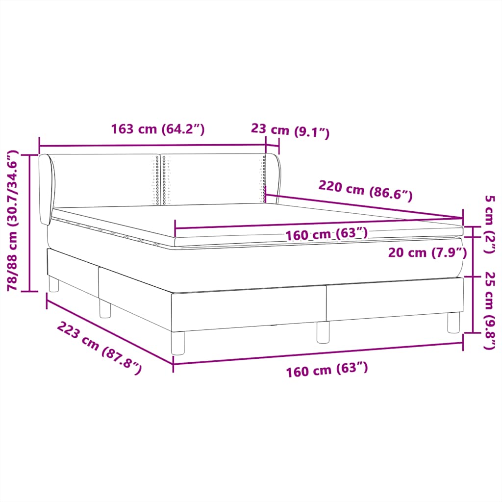 Box Spring krevet s madracem ružičasti 160x220 cm baršun
