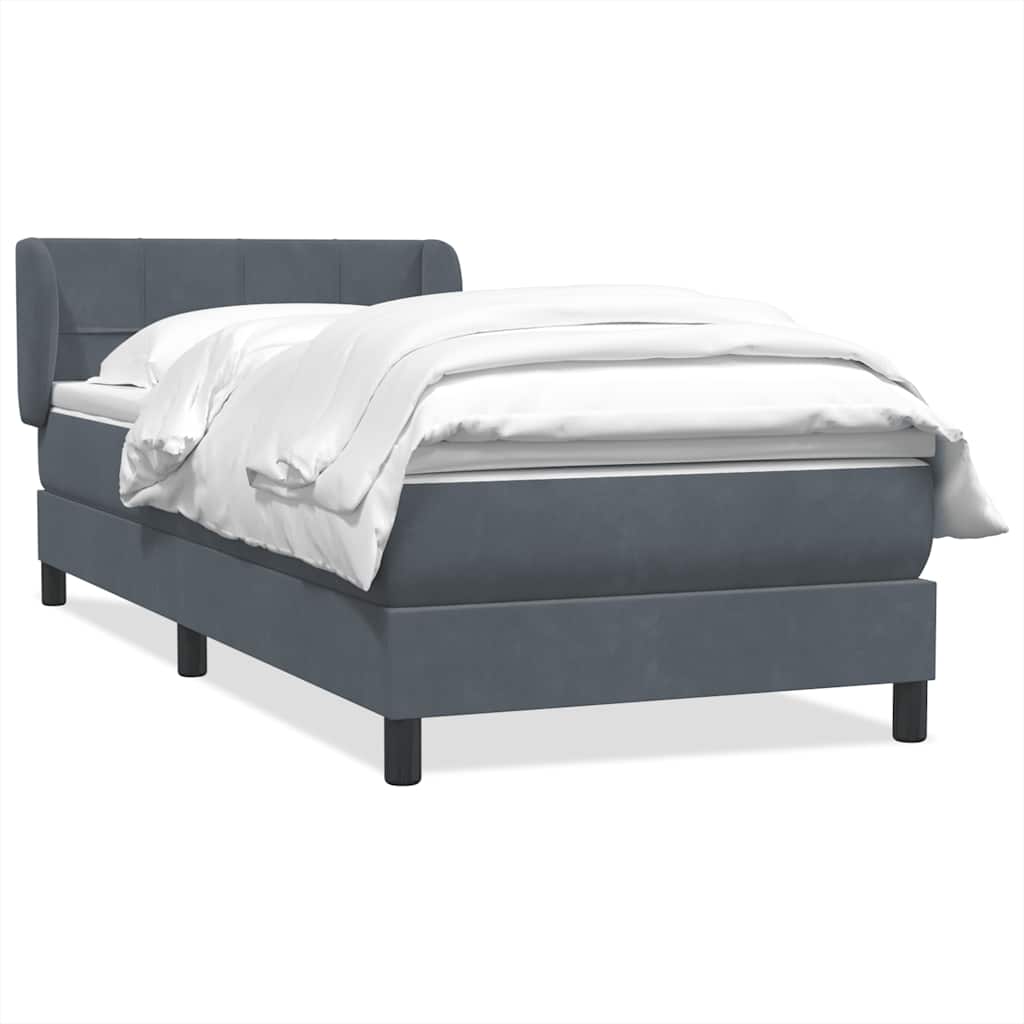 Box Spring krevet s madracem tamno sivi 80x210 cm baršun