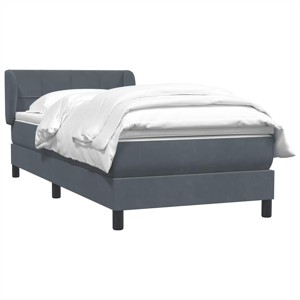 Box Spring krevet s madracem tamno sivi 80x210 cm baršun