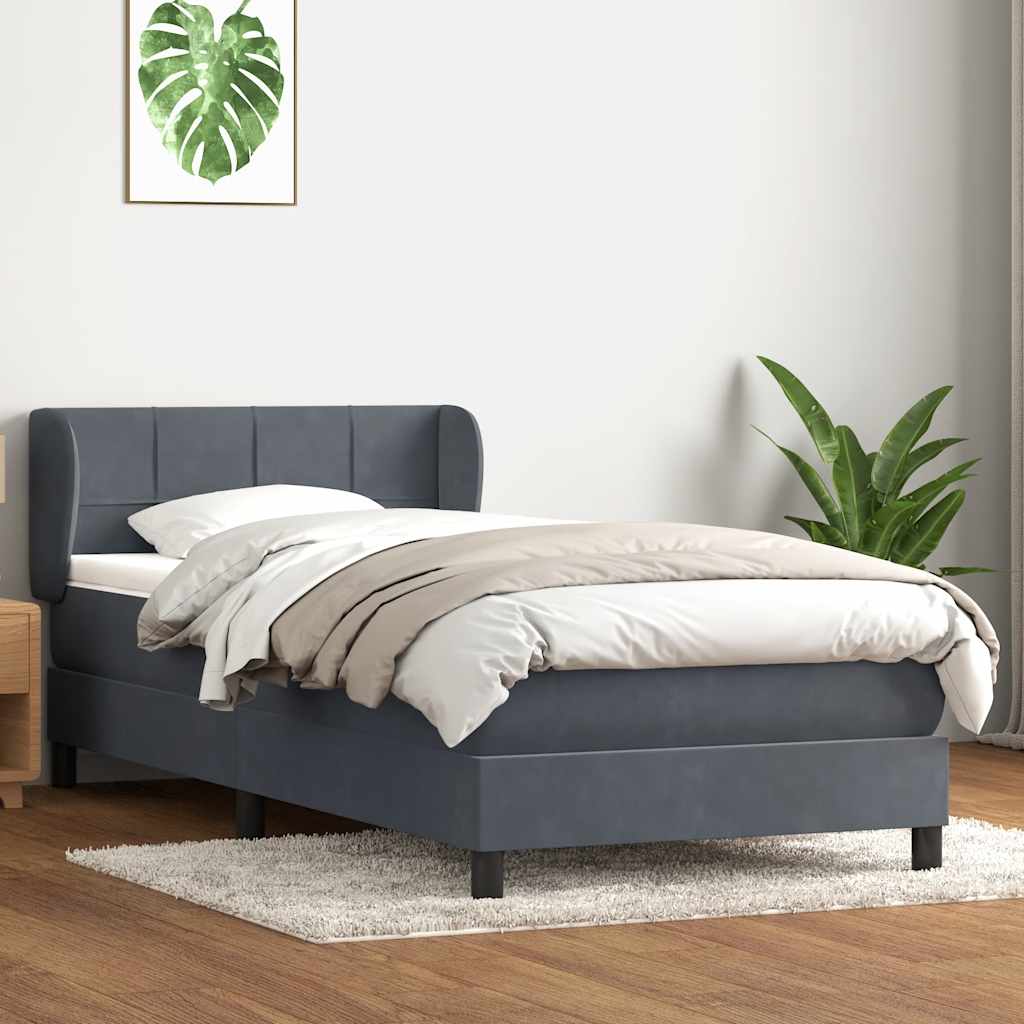 Box Spring krevet s madracem tamno sivi 80x210 cm baršun