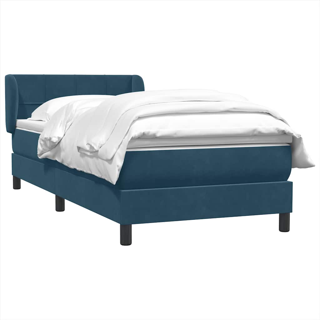 Box Spring krevet s madracem tamnoplavi 80x210 cm baršun