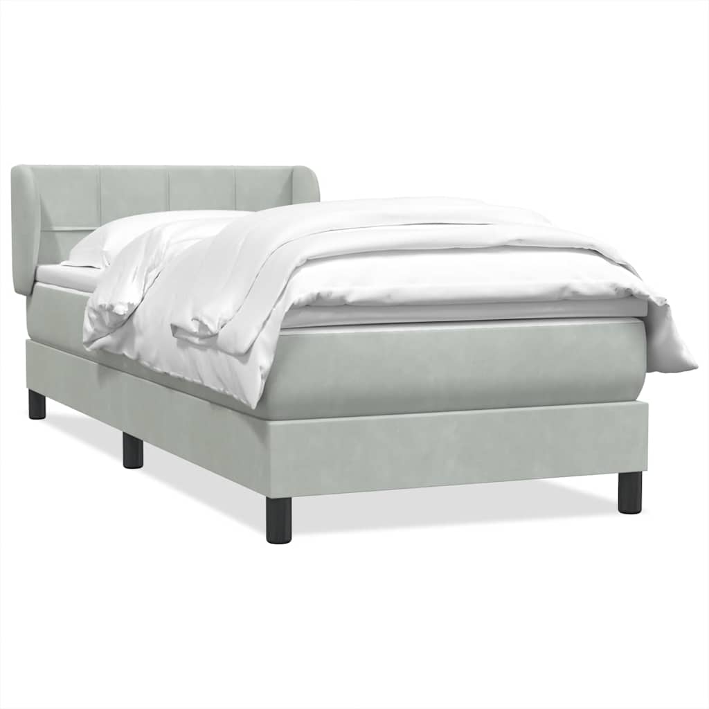 Box Spring krevet s madracem svijetlo sivi 90x210 cm baršun