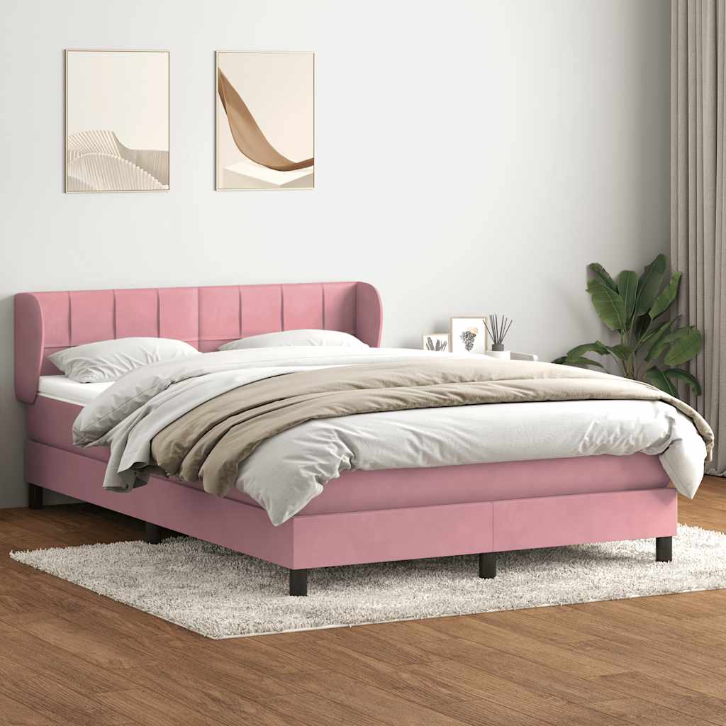 Box Spring krevet s madracem ružičasti 140x220 cm baršun