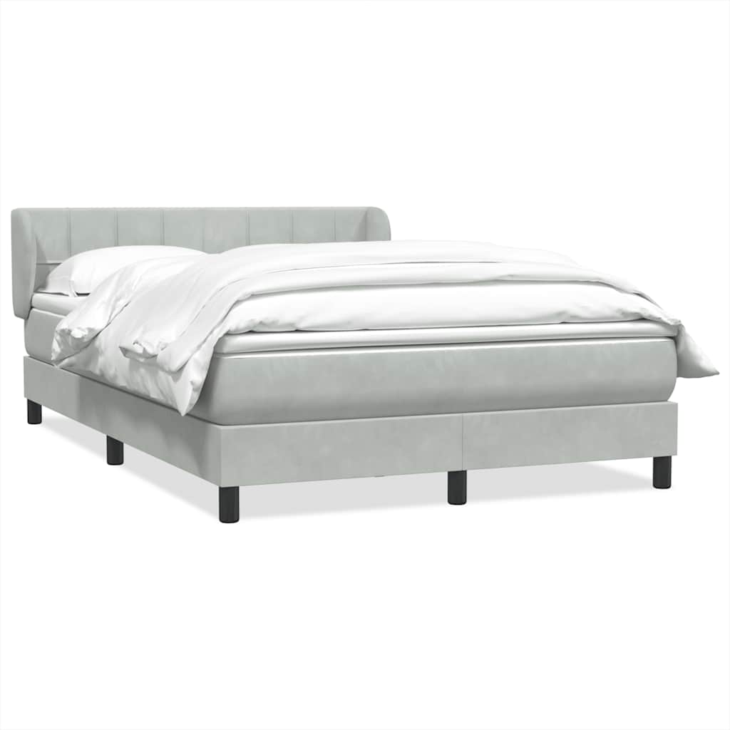 Krevet s oprugama i madracem svjetlosivi 160x220 cm baršunasti