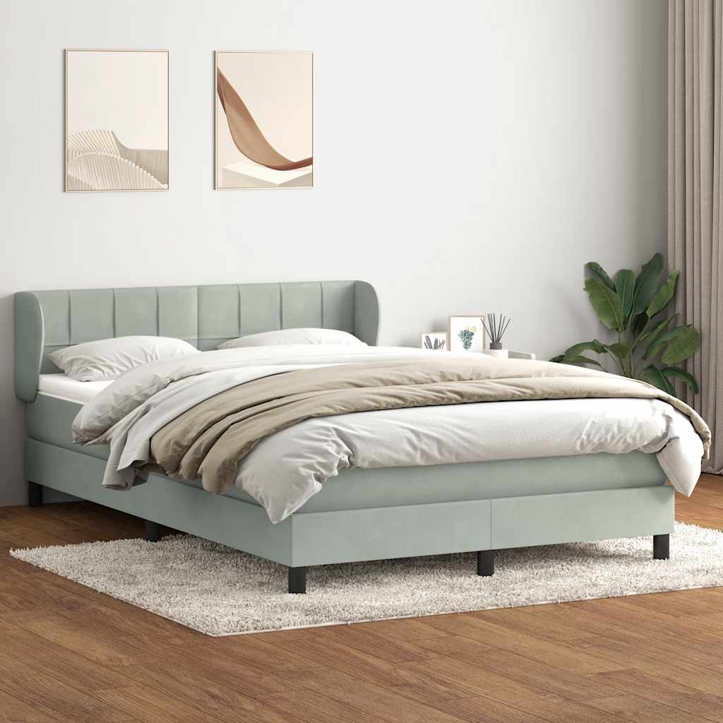 Krevet s oprugama i madracem svjetlosivi 160x220 cm baršunasti