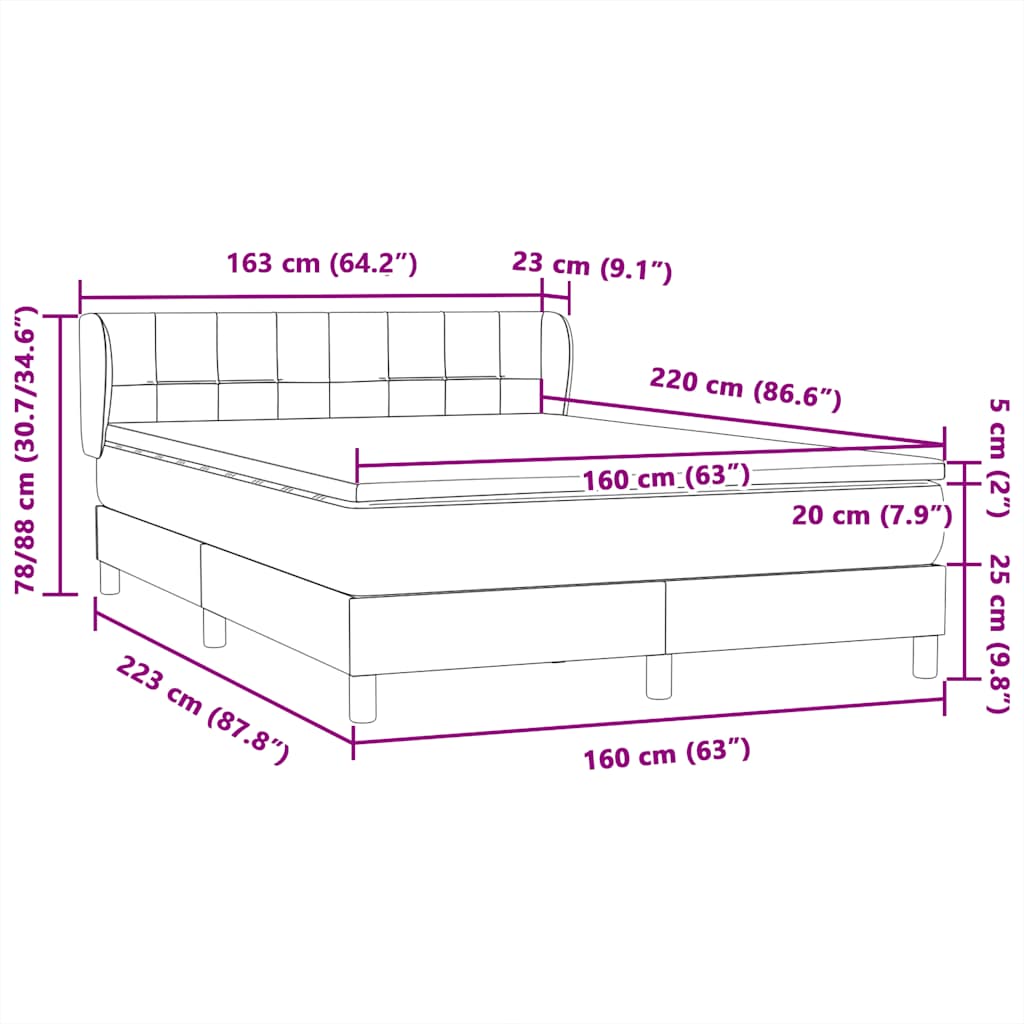 Box Spring krevet s madracem tamno zeleni 160x220 cm baršun