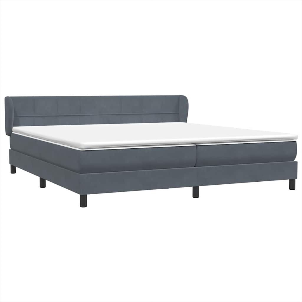 Krevet s oprugama s madracima tamnosivi 180x220 cm baršunasti