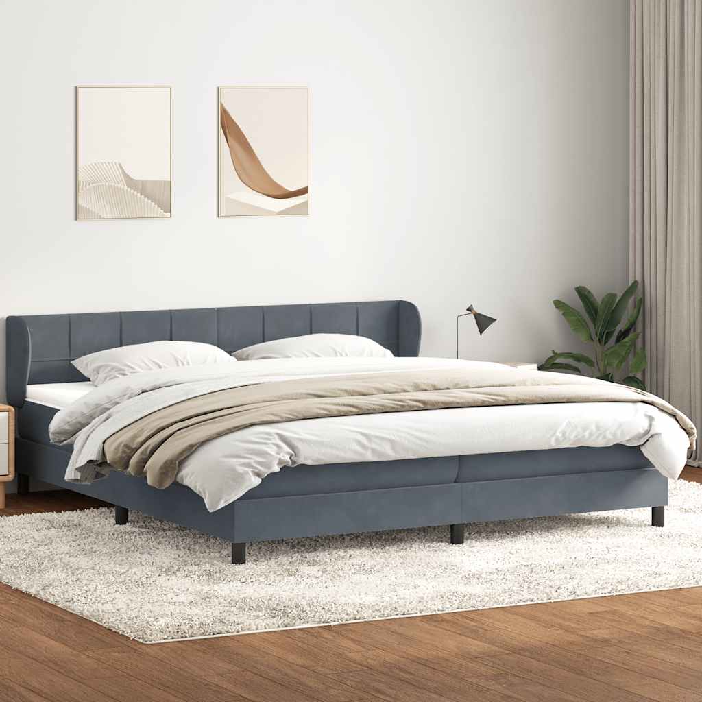 Krevet s oprugama s madracima tamnosivi 180x220 cm baršunasti