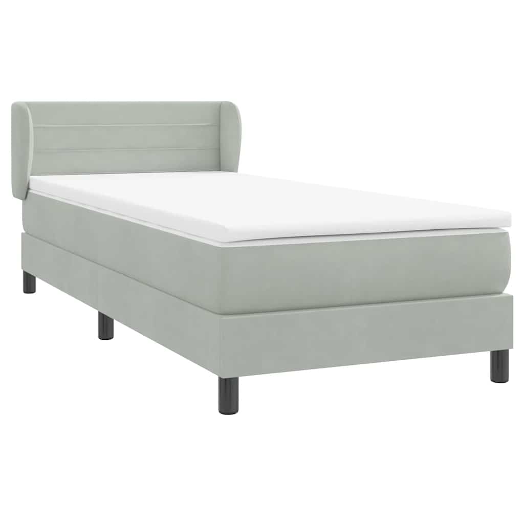 Box Spring krevet s madracem svijetlo sivi 80x210 cm baršun