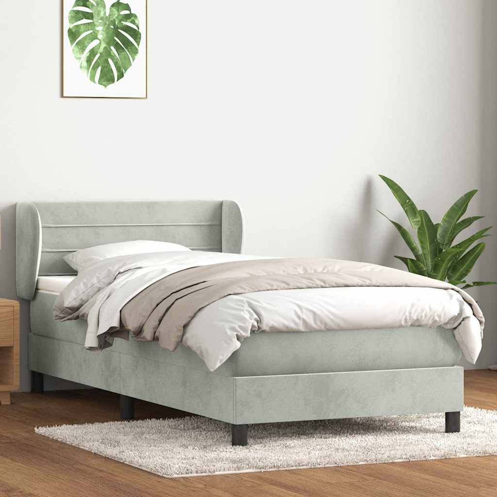 Box Spring krevet s madracem svijetlo sivi 80x210 cm baršun