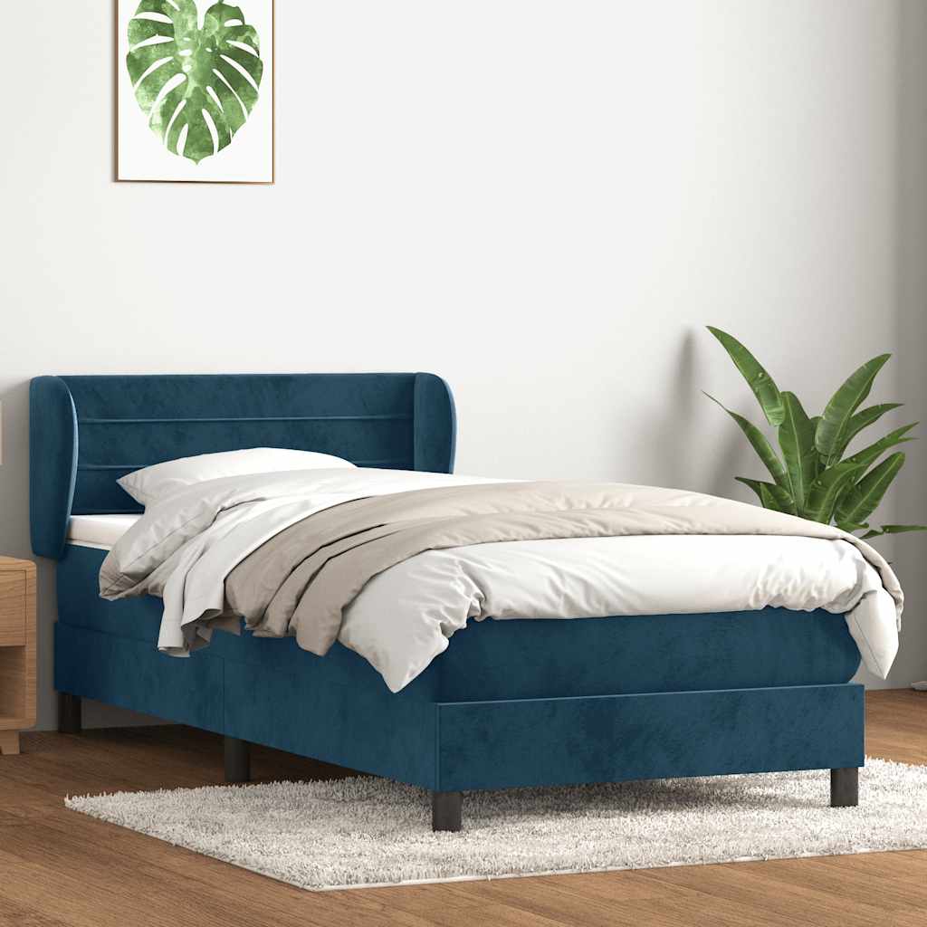 Box Spring krevet s madracem tamnoplavi 80x210 cm baršun