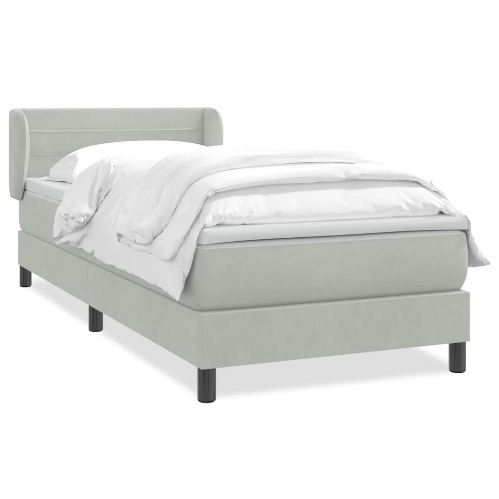 Box Spring krevet s madracem svijetlo sivi 80x220 cm samt