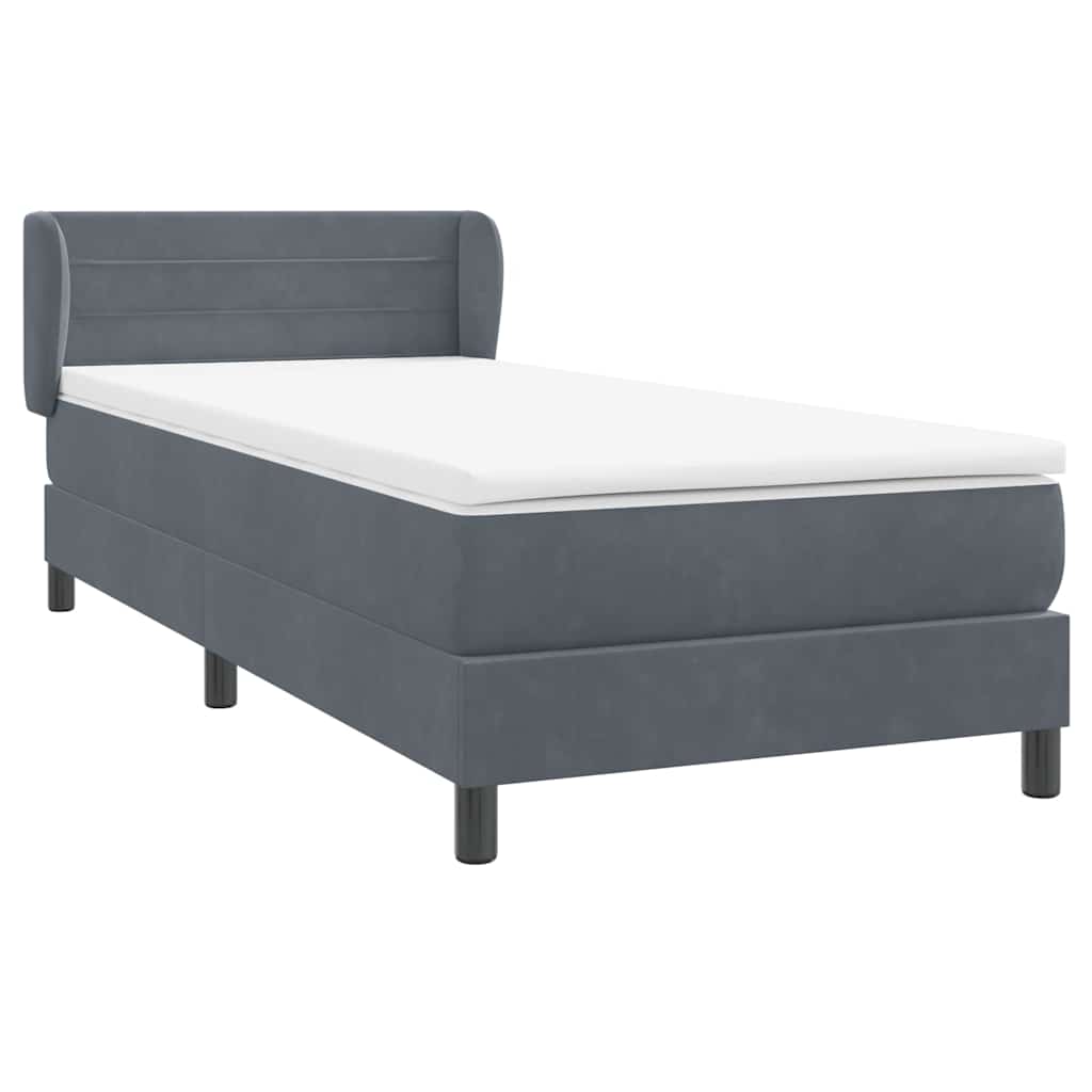 Box spring krevet s madracem tamnosivi 90x220 cm baršunasti