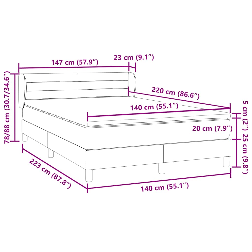 Box Spring krevet s madracem ružičasti 140x220 cm baršun